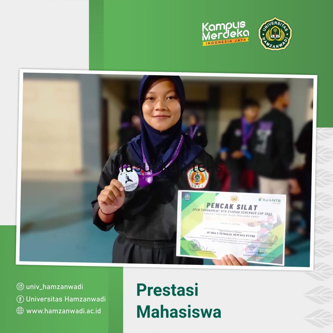 Juara 2 Tunggal dewasa putri dalam Kejuaraan Pencak silat Open Turnamen  NTB Syariah Gubernur Cup 20